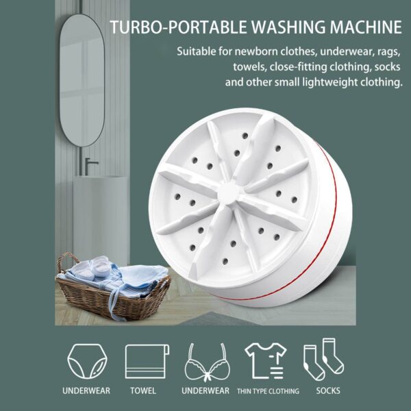 Mini Washing Machine Portable Ultrasonic Turbine Washer - Image 6