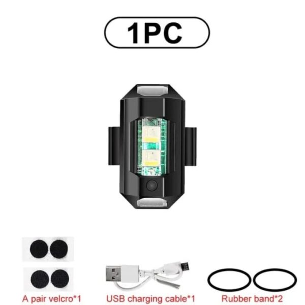 1Pc Universal Led Aircraft Strobe Lights Motorcycle Anti Collision Warning Light with USB Charging 7Colors Turn Signal Indicator