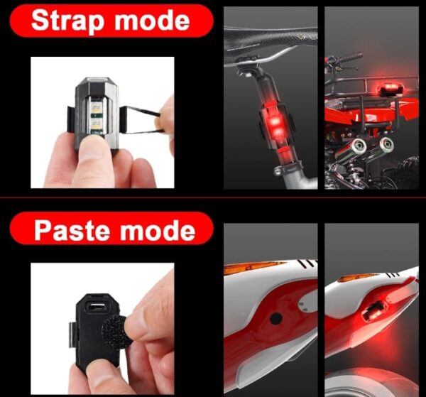 1Pc Universal Led Aircraft Strobe Lights Motorcycle Anti Collision Warning Light with USB Charging 7Colors Turn Signal Indicator - Image 3