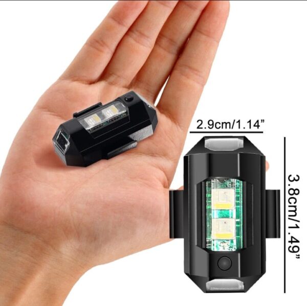 1Pc Universal Led Aircraft Strobe Lights Motorcycle Anti Collision Warning Light with USB Charging 7Colors Turn Signal Indicator - Image 6