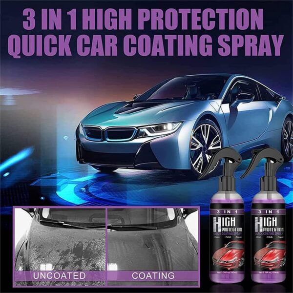 3 in 1 High Protection Quick Car Coating Spray, Ceramic Car Coating Spray Crystal Coating for Car Wax Spray Plastic Parts Refurbish Agent Car Hand Spray (100 ml) - Image 9