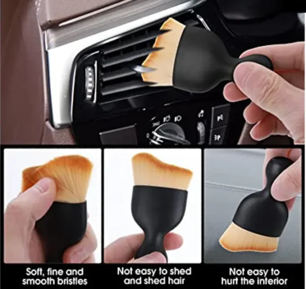 Car Cleaning Brush | Car Detailing Brush with Hole Top of Handle | Soft Hair Brush For cleaning of Small and Tiny Places (Black colour) - Image 11