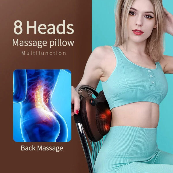 Neck Back Waist Body Electric Multi-functional Massage Pillow | Head Neck Body Massage Pillow Heating Massager | Neck Car Home Cervical Massage | Arm Foot Infrared Heated - Image 2