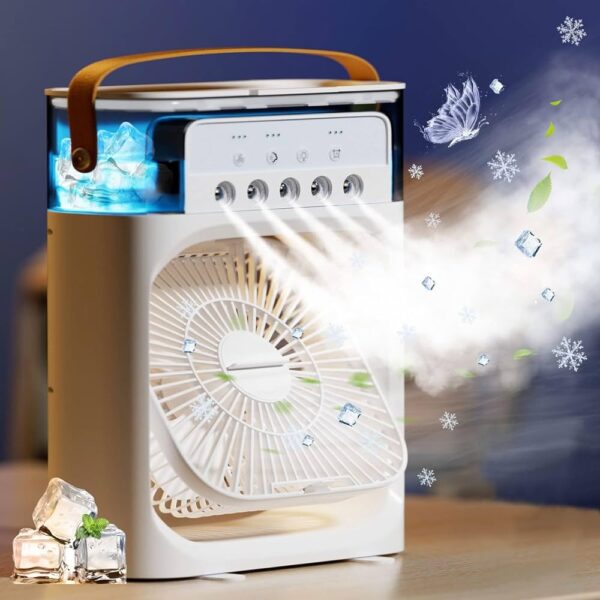 3 In 1 Mini Portable USB AC Fan Humidifier & LED Water Lamp (10 inch)