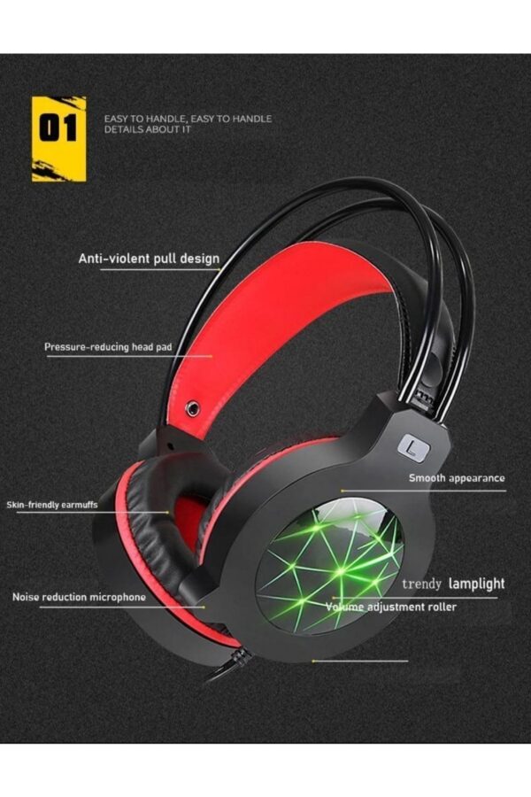 Polygold USB LED Gaming Headset with Microphone | Computer Head Phone PG-6920 - Image 3