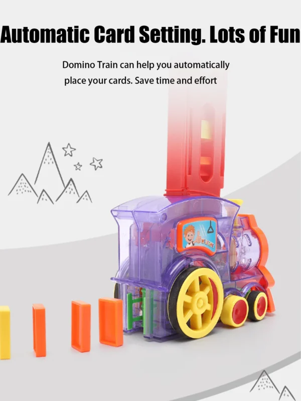 Domino Set Up Train, Domino Train Toy Blocks Set with Lights and Sounds, Creative Gifts for Kids(random color) - Image 3